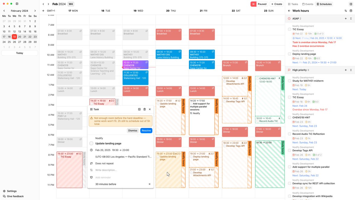 NodifySystems's tweet photo. An update for Nodify Calendar is coming soon.

We’re introducing a refreshed calendar UI and a new warning system that helps you spot scheduling issues and quickly resolve them.

The goal is simple: help you build more realistic plans faster and understand what you can actually get done.

More soon.