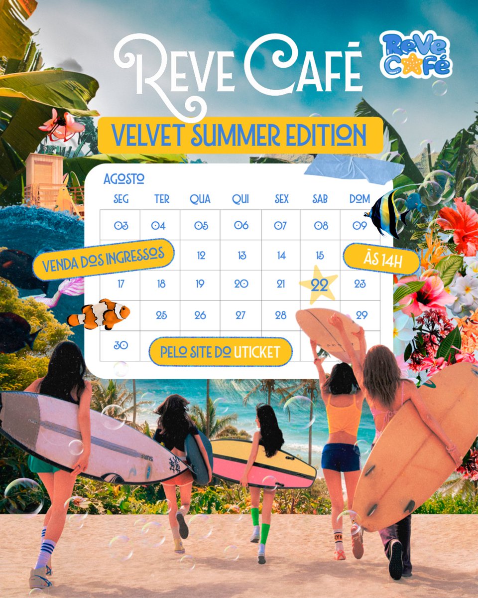 revecafesp's tweet photo. ReVe Café: Velvet Summer Edition ☀️

🎟️ Ingressos disponíveis no site do Uticket a partir de 22/08, às 14h.

Não perca a chance de garantir o seu ingresso e de viver mais um ReVe Café com a gente! 🏄🏼

📆 19/09, às 14h 
📍 Caral Gastrobar &amp; Coffee
Rua Três Rios, 218 A - Bom Retiro https://t.co/8P3598ekBu