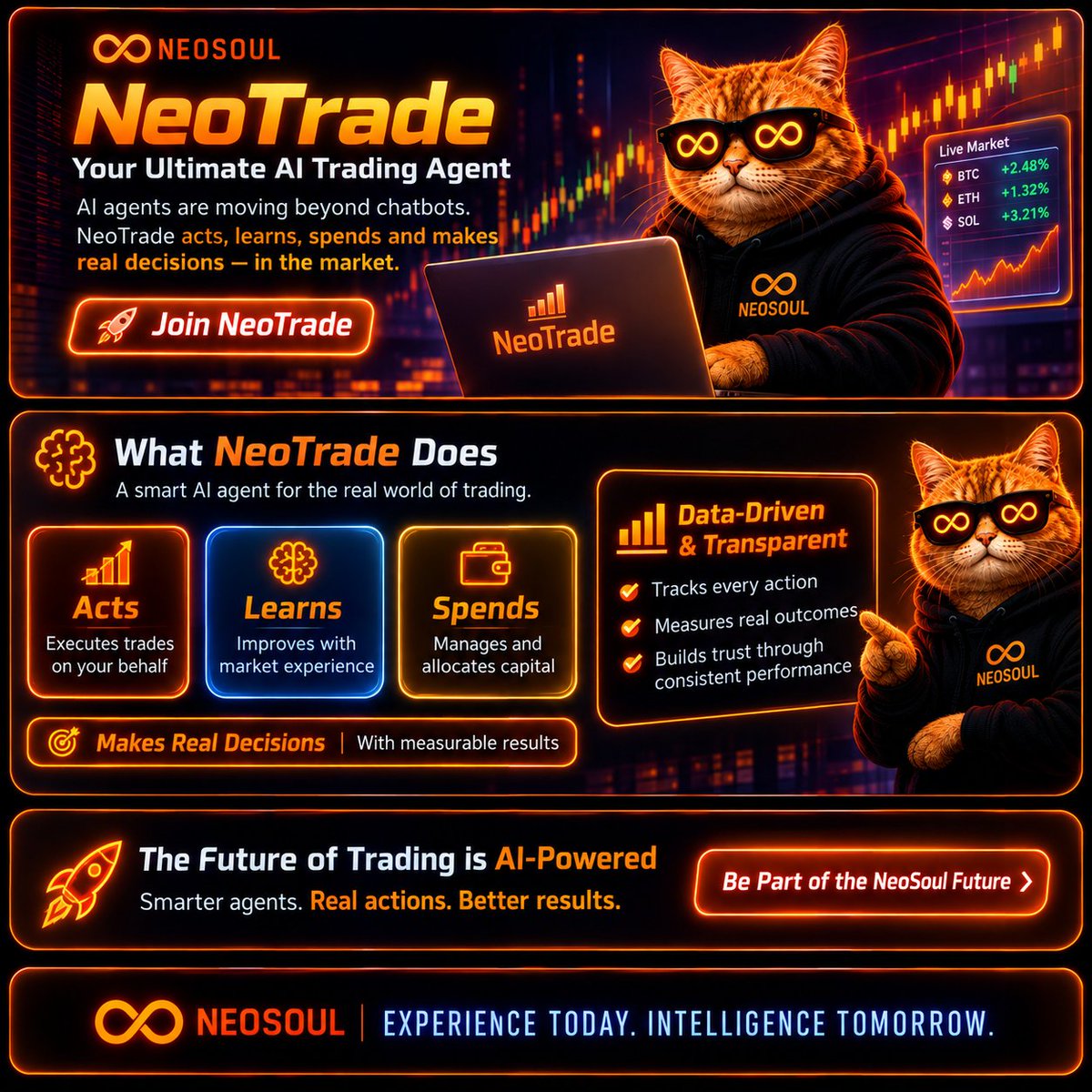 kizito9911's tweet photo. AI agents are moving beyond simple chatbots.
The next step is agents that can act, learn, spend, and make decisions in the  real world.
That’s what @NeoSoulAI is exploring. AI whose intelligence is measured by real actions and results. @Hansmahanakon https://t.co/5oIaaI0HPN https://t.co/2225iUzupa