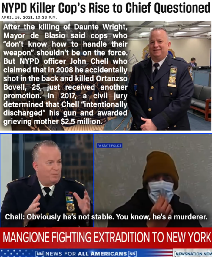 Luigi_Archive's tweet photo. The top NYPD cop, John Chell, who in multiple interviews called Luigi "a m-rderer", himself has shot...IN THE BACK &amp; kiIIed a man. No criminal investigation. No charges. Civil trial found he shot the man "intentionally".
Message? He got multiple promotions &amp; $295,000/year pension https://t.co/mAFwGc3SgB