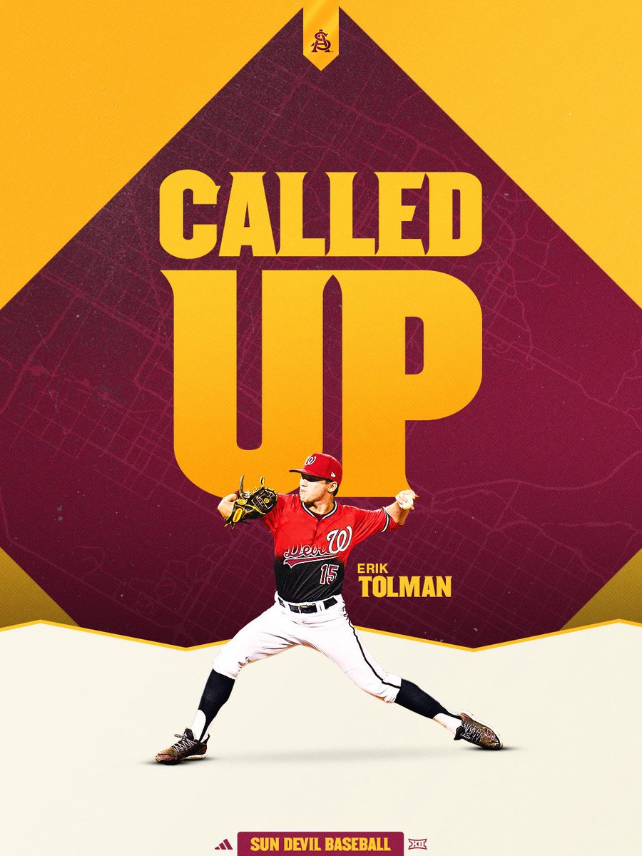 ASU_Baseball's tweet photo. Erik Tolman has been called up to the Washington Nationals! Congratulations, Erik! 📞⬆️ https://t.co/RPqmkLie68
