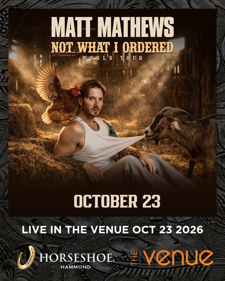 HorseshoeHammnd's tweet photo. 🎟️ We just released a handful of tickets to the #SOLDOUT 8pm Matt Mathews show, in The Venue on October 23rd!  👉 Grab them before they are GONE!  https://t.co/usDRJUtFMi

 #TheVenue #HorseshoeHammond #MattMathews #Comedy #LiveComedy https://t.co/WVNWb3Rl6e