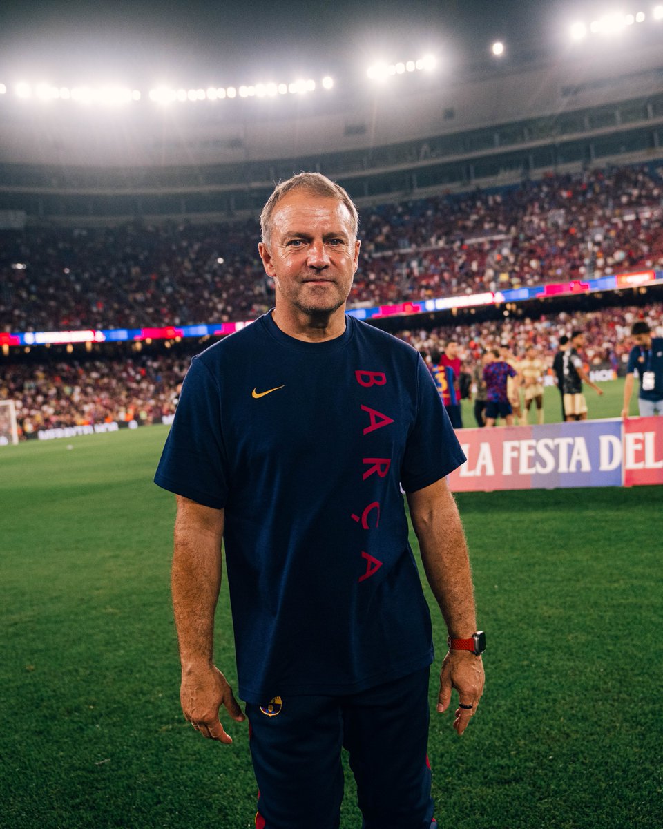 FCBarcelona's tweet photo. In Hansi Flick we trust https://t.co/yd86uzF7Yc