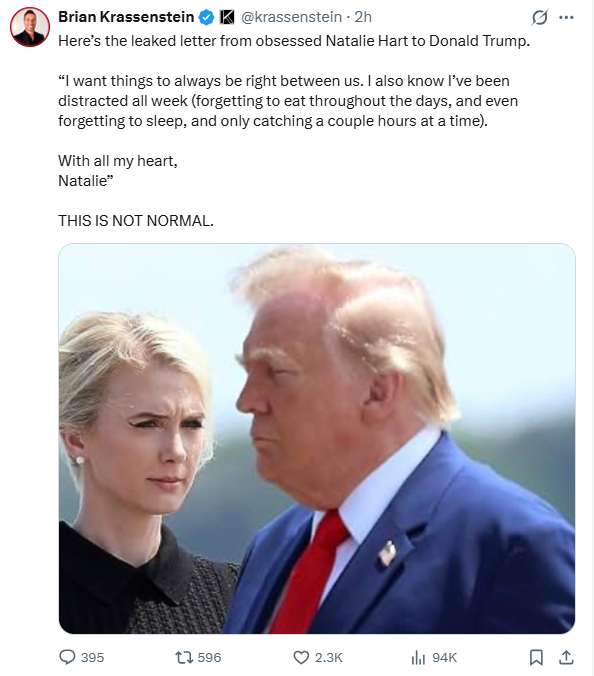 AntiquarianMuse's tweet photo. Trump and his ‘human printer’ Natalie Harp exposed for writing unhinged, cult-like letters to him. https://t.co/KB4gyd8BR9