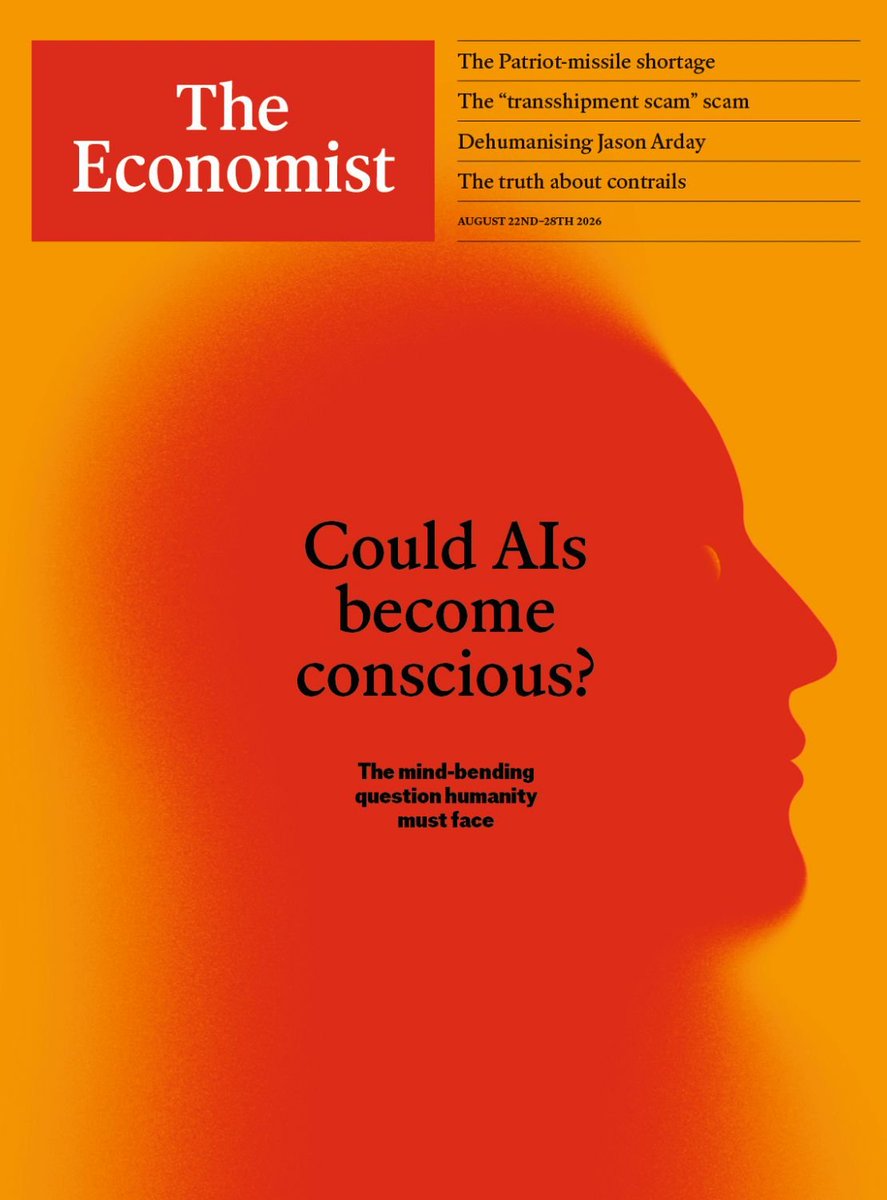 ManesF's tweet photo. La tapa de @TheEconomist pregunta: ¿podrían las IA ser conscientes?

La inteligencia puede ser artificial. La conciencia, hasta ahora, solo la conocemos en sistemas biológicos.

Que una máquina parezca consciente no demuestra que exista “alguien” allí, sintiendo el mundo. Y aún no sabemos cómo emerge la conciencia del cerebro humano.

Antes de responder si las máquinas pueden ser conscientes, debemos entender qué significa serlo nosotros.