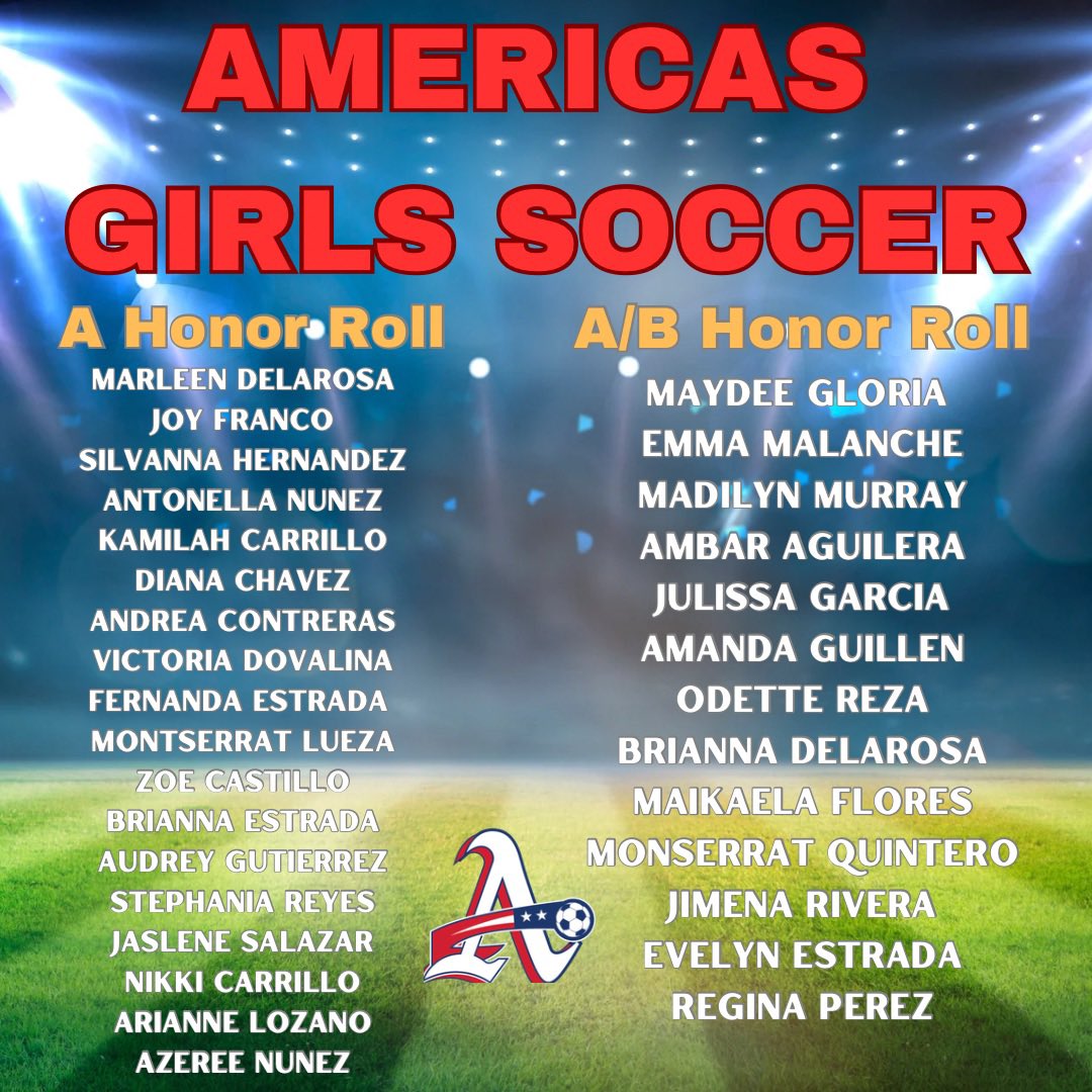 Girls_SoccerAHS's tweet photo. Congratulations ladies!
We are so proud to celebrate our Americas Girls Soccer student-athletes who have excelled in the classroom! ❤️⚽️💙📚
#AmericasGirlsSoccer #StudentAthletes 
@OTorres_AHS @Americas_HS @Coach_NoeRobles @VVicencio_CMS https://t.co/SkOc6jkdVM