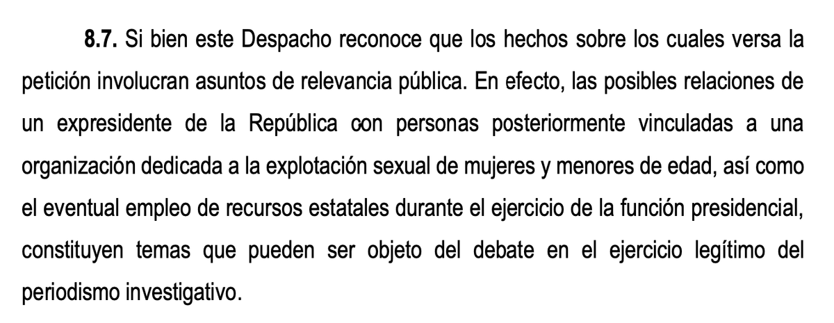 AnaBejaranoRG's tweet photo. No, señor expresidente. La sentencia no dice eso, a pesar de revocar la primera instancia que le ordenaba contestar y que usted nunca cumplió, también dijo esto.  👇Por eso vamos a pedirle a la Corte Constitucional que revise el caso y también diga #NoAlPactoDeSilencio. https://t.co/Td9BLEv7Jz