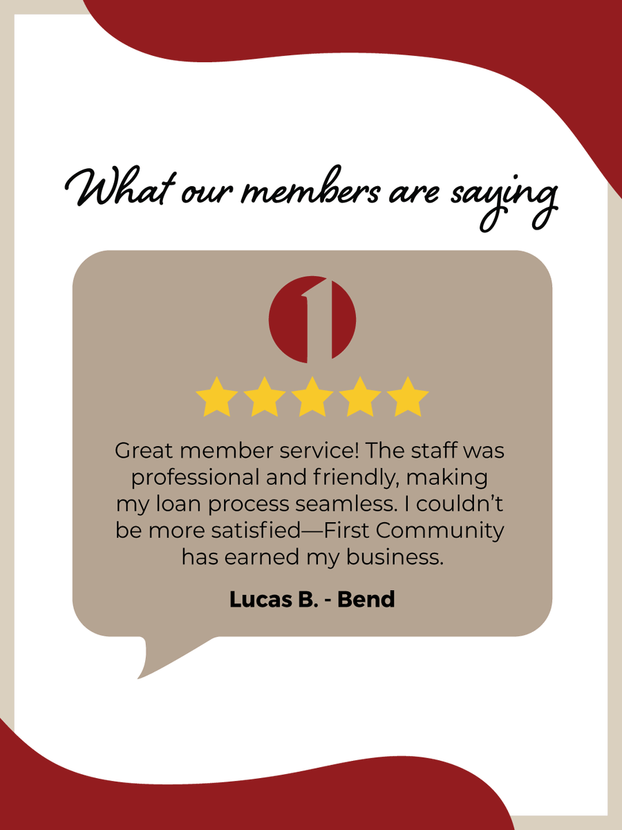firstccu's tweet photo. Thank you, Lucas, for giving us the opportunity to earn your business. We look forward to serving you again soon! 🌟 
-------
#CommunityFirst #MyFirstCCU #CreditUnions https://t.co/qtqd9YV02Z