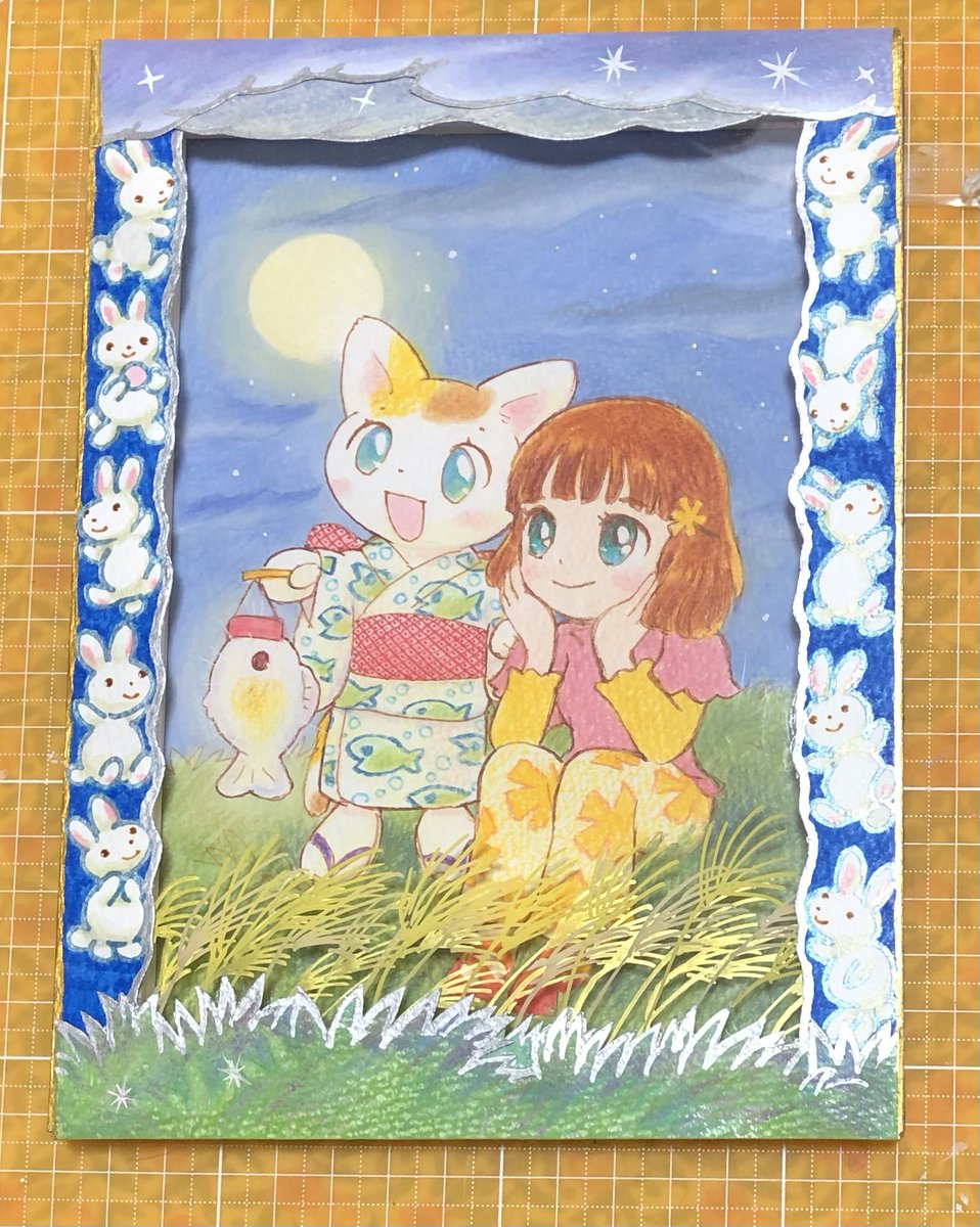 fukuyama321's tweet photo. 🐱新宿タカシマヤにて
本日より
ねこ展開催されます
初日ふくやま一点です
追納がんばります
良かったら見てみてください🙇‍♀️
「月夜」
飼っているミケ猫
ミケちゃんが猫の里に
帰省するので着いて来ました
猫の里の月はとてもきれいでした🌕✨ https://t.co/cDCLG443s2