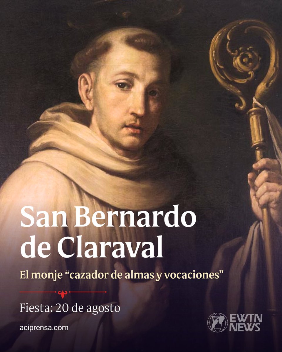 aciprensa's tweet photo. San Bernardo de Claraval: el santo que llevó a toda su familia hacia Dios

Cada 20 de agosto, la Iglesia Católica celebra a San Bernardo de Claraval, uno de los grandes santos de los siglos XI y XII y una figura fundamental para la renovación de la vida monástica. Conocido como “cazador de almas y vocaciones”, destacó por su inteligencia, fortaleza de carácter y profunda devoción a la Virgen María. 

Nacido en 1090 en Francia, Bernardo creció en una familia noble y recibió una esmerada educación. Tras la muerte de su madre, fortaleció su amor por la Virgen. Una experiencia que tuvo en sueños en la Navidad de 1111 lo llevó a decidir que quería consagrarse a Dios. Un año después ingresó al monasterio cisterciense de Citeaux y, con apenas 25 años, fue enviado a fundar el monasterio de Claraval, del que se convirtió en abad. 

Su entrega y predicación atrajeron a numerosas personas a la vida religiosa. Llegó a fundar cerca de 300 monasterios y consiguió que unos 900 hombres profesaran sus votos. Pero su influencia no se limitó a quienes lo escuchaban: también transformó a su propia familia. 

Cuando Bernardo decidió hacerse monje, inicialmente encontró oposición en su familia. Sin embargo, terminó llevando consigo a cuatro de sus hermanos, quienes posteriormente fueron reconocidos como beatos. Su hermano menor, Nivardo, también siguió sus pasos, y años después su padre ingresó al monasterio de Citeaux. Incluso la esposa de uno de sus hermanos y sus hijas abrazaron la vida religiosa. 

Bernardo murió en 1153, a los 73 años. Fue canonizado en 1174 y proclamado Doctor de la Iglesia en 1830. Su legado permanece especialmente ligado a la vida monástica, la predicación y el amor a la Virgen María.

Conoce del santo aquí: https://t.co/JoawXHQXg7