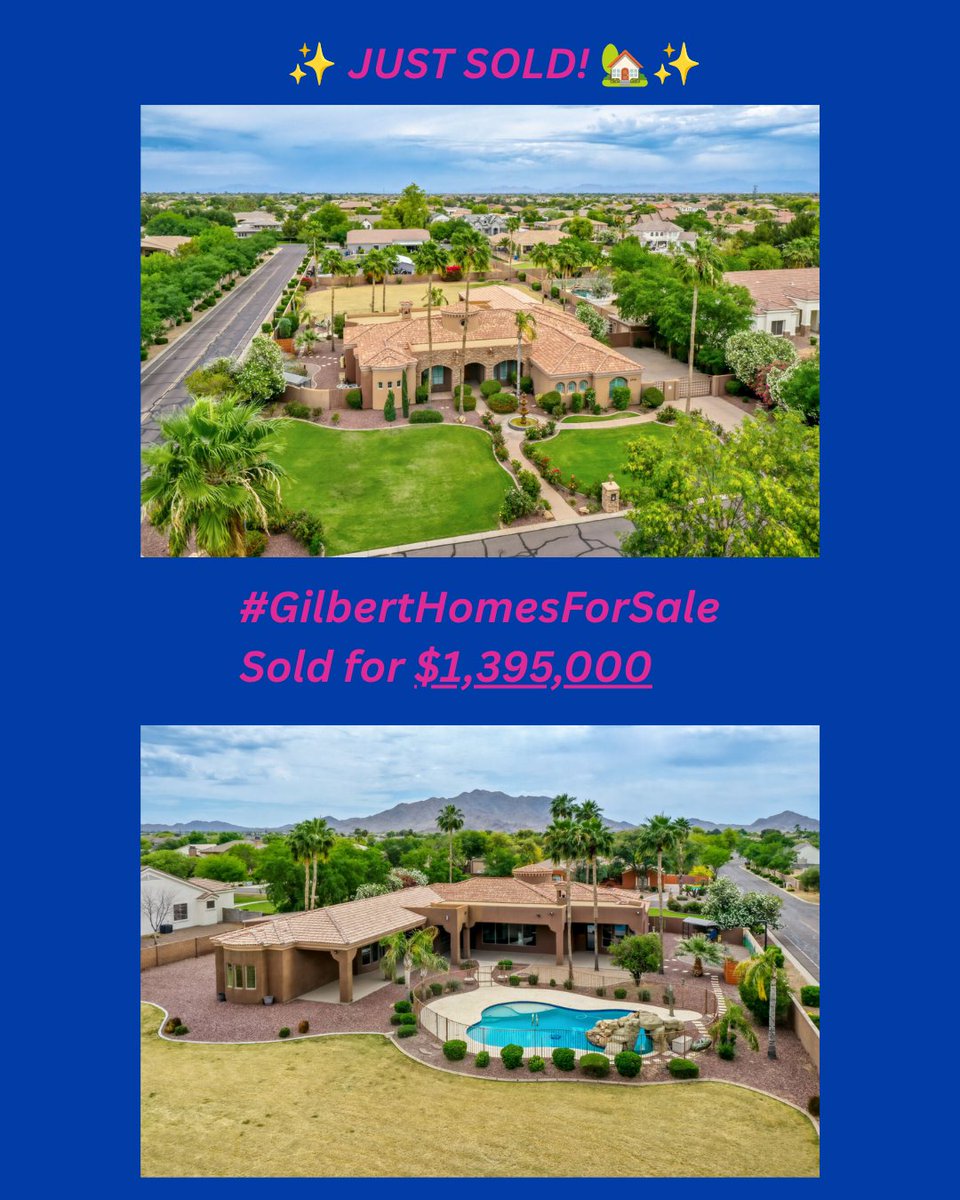 PMGlobalRealty's tweet photo. 🏡 JUST SOLD in Gilbert! 🎉
A rare Tuscan estate with great bones, an oversized lot &amp; endless potential. Another successful sale and another New Life + Different View. ✨
#JustSold #GilbertAZ #ArizonaRealEstate https://t.co/omMRsTeHwl