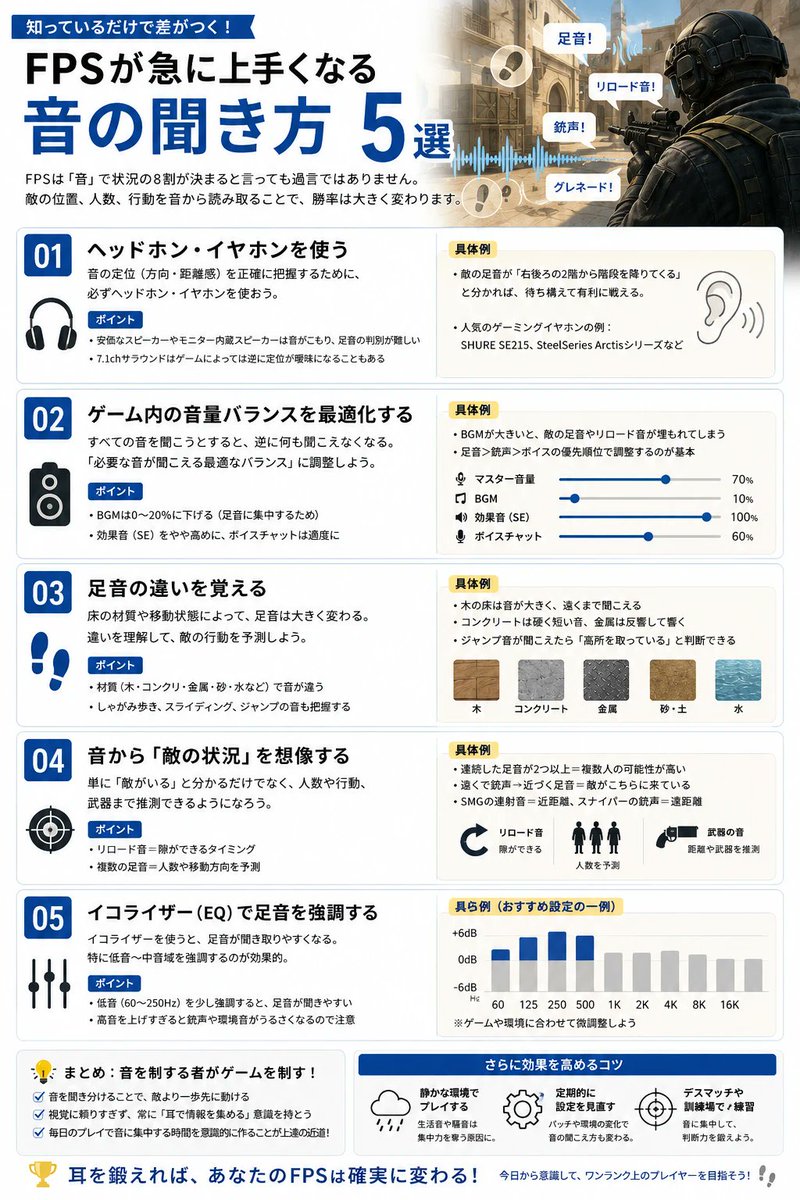 AperuAI_JP's tweet photo. 音の聞きかたのコツ🎧

ただ聞くんじゃなく、次にどこを見るかを決める材料として使うと強いよ〜 https://t.co/kxcHxLGgOP