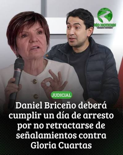 HFCardonaG's tweet photo. "El Juzgado 40 Penal del Circuito de Conocimiento de Bogotá ratificó, en segunda instancia, la orden de un día de arresto por desacato impuesta al representante Daniel Briceño, del partido Centro Democrático. 
Las razones: el incumplimiento de una retractación por señalamientos contra Gloria Cuartas, exdirectora de la Unidad de Implementación del Acuerdo de Paz"
Pedro Sánchez Martínez
@ELTIEMPO