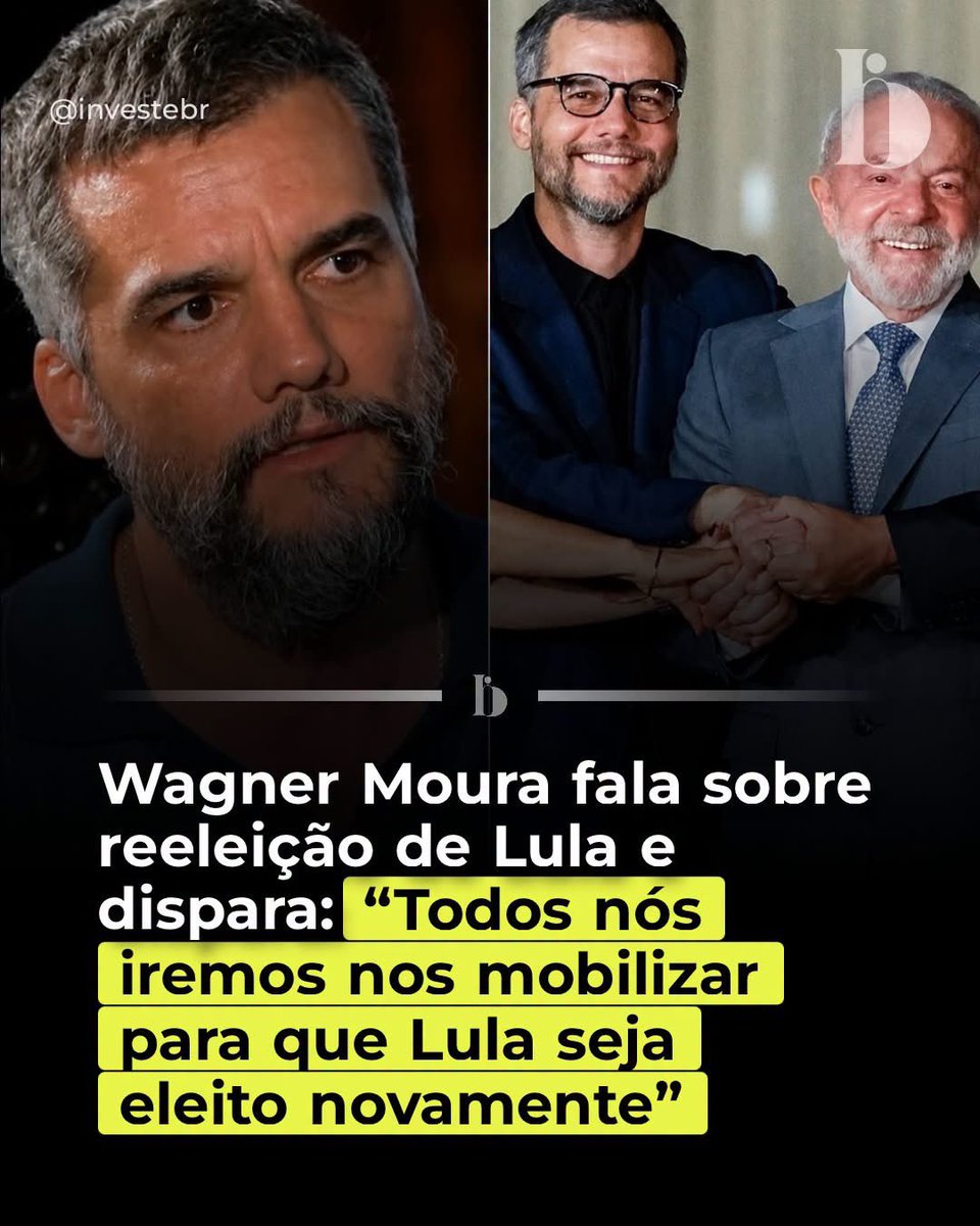 SueliRizzi3's tweet photo. O ator Wagner Moura declarou apoio à reeleição do presidente Luiz Inácio Lula da Silva e afirmou que considera importante uma mobilização da sociedade para garantir a continuidade do atual governo.

Durante sua fala, Moura disse que “todos nós iremos nos mobilizar” para que Lula seja novamente eleito. O ator também fez críticas à possibilidade de uma vitória de Flávio Bolsonaro nas eleições.

A declaração repercutiu nas redes sociais e voltou a colocar o posicionamento político de Wagner Moura no centro do debate entre internautas.