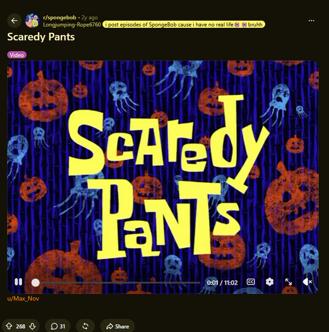 settonchain's tweet photo. Bro its called Spongebob ScaredyPants

Spongebob Scaredy Pants has been everywhere lately "its BWA tho🤓" "its nietzschean tho" are some of the recent memes everyone's been using.

idk how we haven't ran this properly yet

https://t.co/8MHyrfJquF https://t.co/HEi9qopdXA