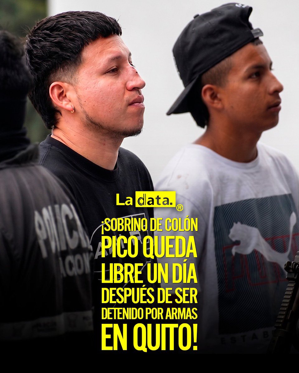 ladataec's tweet photo. #Tendencia  ¡Sobrino de Colón Pico queda libre un día después de ser detenido por armas en Quito!

Jeremy J., alias “Gato Jeremy”, sobrino de Colón Pico y presunto integrante de una facción vinculada a Los Lobos, fue detenido en Pomasqui junto a otras dos personas. Durante el operativo se encontraron 4rmas de fuego, municiones, celulares y una camioneta.

Sin embargo, tras la audiencia de flagrancia, los jueces dispusieron su libertad con medidas alternativas: prohibición de salir del país y presentación periódica ante un fiscal. Según las autoridades, alias “Gato Jeremy” estaría presuntamente vinculado con tr4fico de drog4s, 3xtorsión, hom1cidios y delitos relacionados con 4rmas. Fue detenido por un caso de 4rmas y un día después ya estaba en libertad.

@ladataec👈

#ladata #TendenciaPolítica #Seguridad  #LosLobos