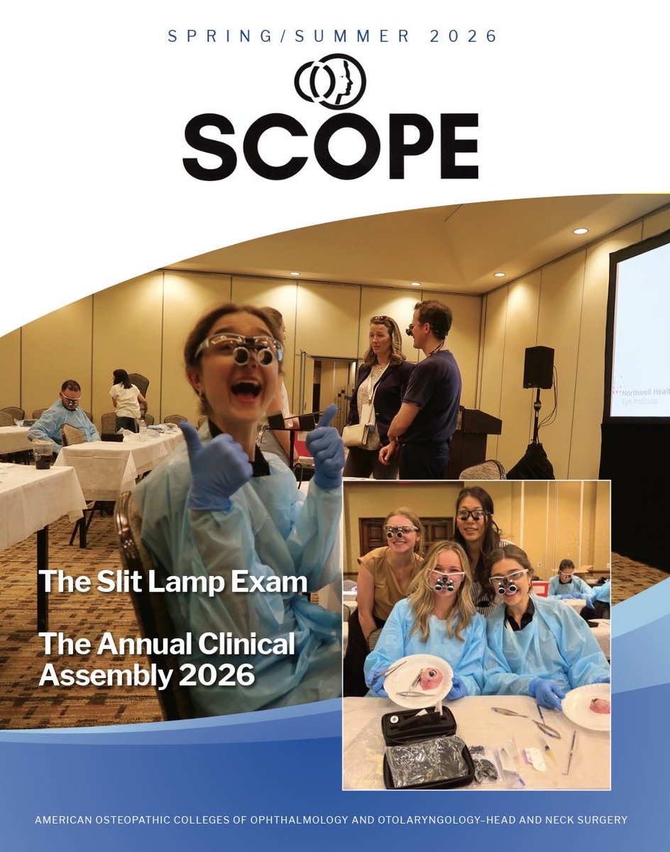 AOCOOHNS's tweet photo. The Spring/Summer 2026 edition of SCOPE is here!

Take a look back at the 2026 Annual Clinical Assembly, explore The Slit Lamp Exam, and catch up on what is happening throughout the AOCOO-HNS community.

📖Read the new issue at the link in our bio!

#AOCOOHNS https://t.co/mlNprhSssP