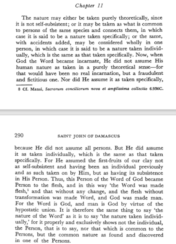 YariLogos's tweet photo. It's too bad these ppl do not care what the Saints actually said

Christ did *not* assume 'universal' human nature.

Saints Photios &amp; John of Damascus https://t.co/1LjTsxcrPE