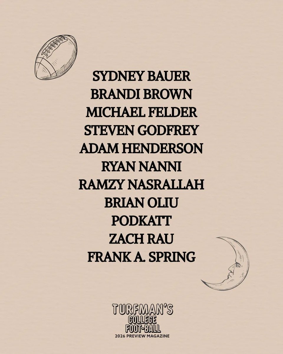 ramzy's tweet photo. Preseason magazines used to be great, but these days *record scratch* just kidding they still kick ass. Here's Turfman's College Foot-Ball Almanac 2026, featuring a cast of familiar voices, including yours truly on the defending national champs. Buy here: https://t.co/RbKwF7FmYJ https://t.co/hcyuHgd5Hg