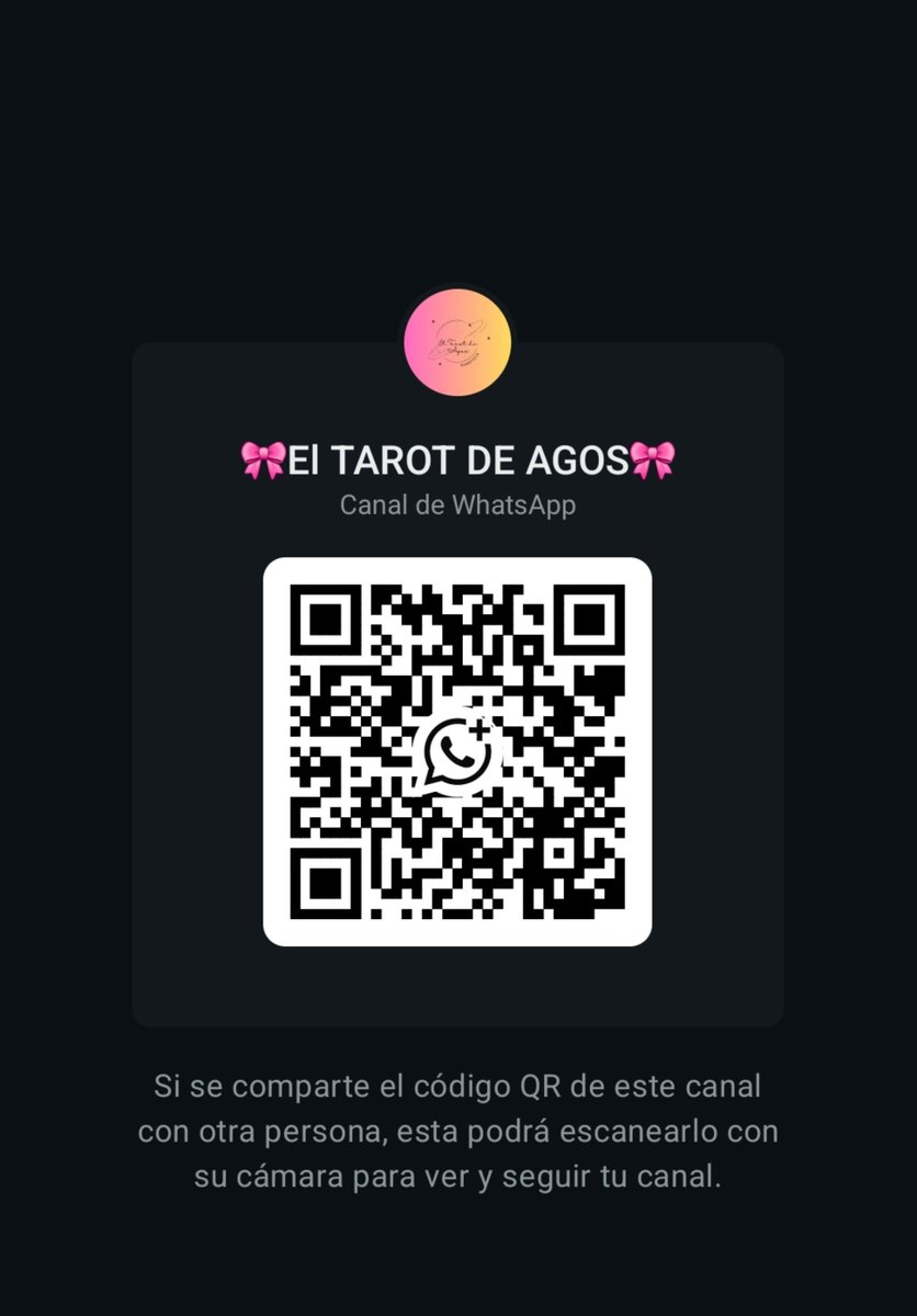 eltarotde_agos's tweet photo. QR del canal 

Enlace 

https://t.co/z1yaky5wKG https://t.co/4KZrdJxDyx