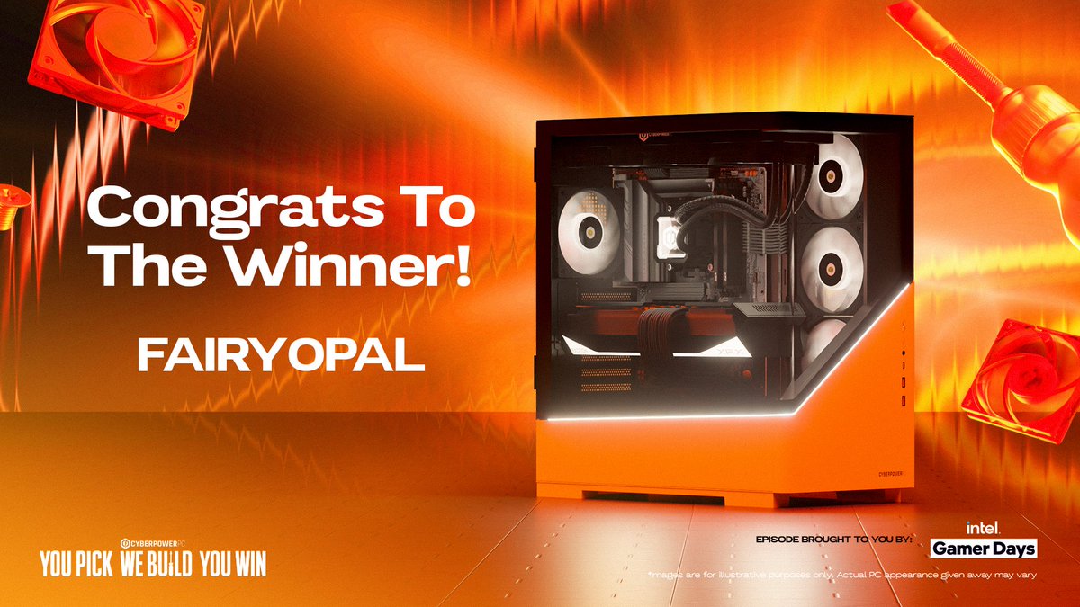 CYBERPOWERPC's tweet photo. WE HAVE A WINNER #3! π₯
Congratulations to FAIRYOPAL for winning this episode of You Pick, We Build, You Win! ππ₯οΈ
Think you could be next? π Stay tuned for more chances to PICK IT. BUILD IT. WIN IT.
#CyberPowerPC #YouPickWeBuildYouWin #IntelGamerDays #GamingPC #PCGaming #Giveaway