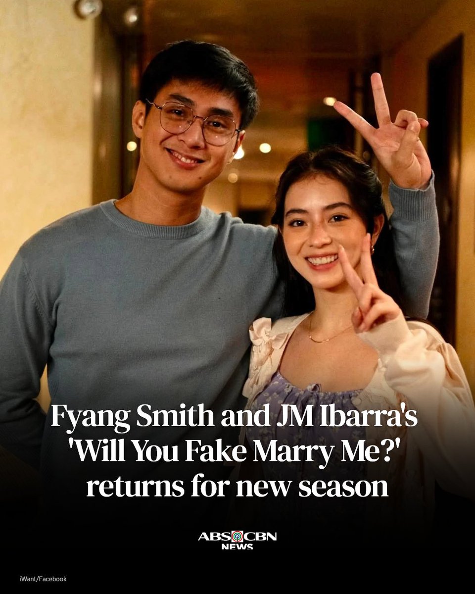 ABSCBNNews's tweet photo. Season 2 of "Will You Fake Marry Me" starring Fyang Smith and JM Ibarra, returns on iWant. 

More details: https://t.co/WPTEoyEpip https://t.co/n0ZASzway0