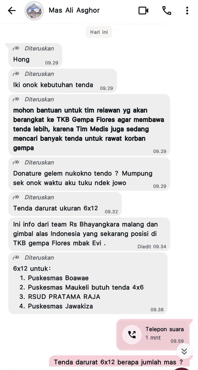 shroomayusi's tweet photo. hi friends! need help RT is appreciated🙏🏻

i've been in contact with my friends in NTT, and this morning they've been hit by a 6.0 earthquake. here's a list of areas that need donations for an emergency 6x12 tent :

1. Puskesmas Boawae
2. RSUD Pratama Raja
3. Puskesmas Jawakiza https://t.co/inZeKUyooZ