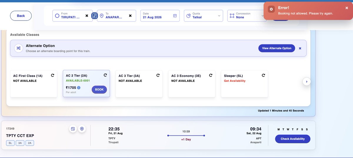 Deepak_Shakti_'s tweet photo. @IRCTCofficial @AshwiniVaishnaw  This website is still a sh*t, I bet you book a confirmed tatkal ticket by yourself and prove that this works. When are you going to fix the issues of tatkal booking. @IRCTCofficial Dont comment asking me to mail to your support, that is sh*t too!! https://t.co/S5LvVmRc4N