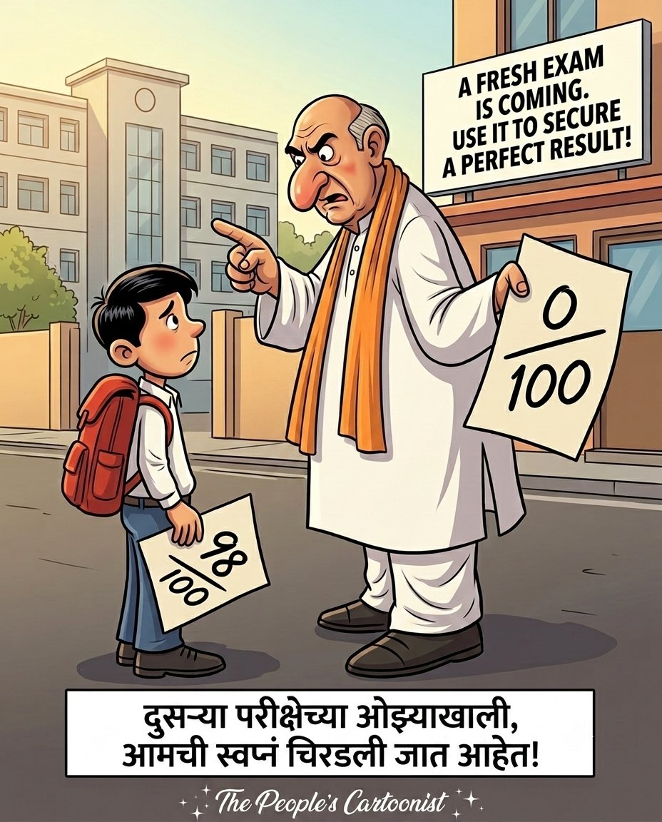 IndiaFirstHere's tweet photo. When students who earn high marks are forced to re-sit flawed exams, system failures crush young dreams and punish merit. #ExamScam #StudentsSuffer #StopPaperLeaks #YouthJustice #cockroachjantaparty https://t.co/rUtZZfVM5S