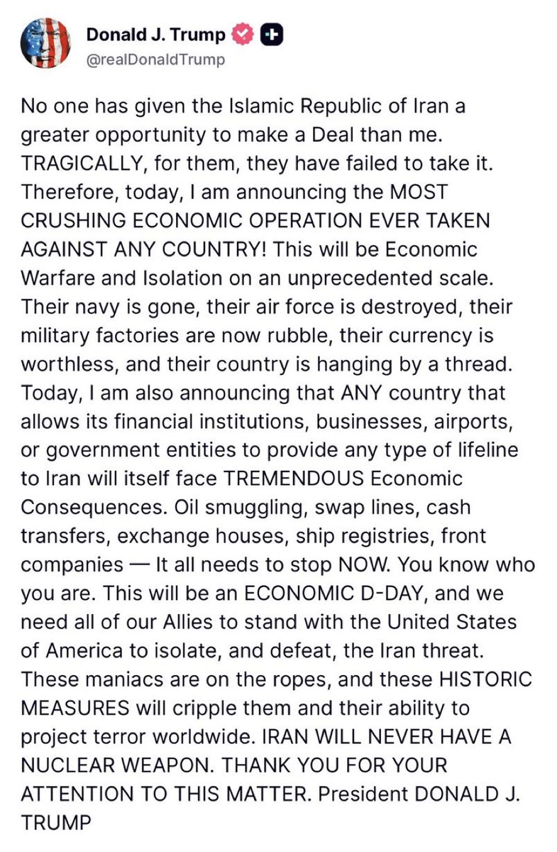 BuzzPatterson's tweet photo. Damn. Here comes the clamp. ANYBODY doing business with Iran will be slapped with economic handcuffs. 

In plain English:

No more backdoor deals cut in France to circumvent sanctions on oil

No more China freely importing arms, missiles, and ammo to Iran

Ditto for Russia.

Want to know why North Korea is all of a sudden “buddy-buddy?”