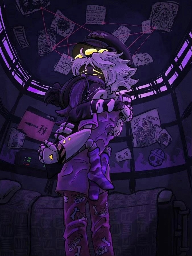 lennydevo's tweet photo. A warm and tender embrace between Uzi and N inside her cozy, purple-lit room.
.
#MurderDrone #SerialDesignationN #Uzi https://t.co/CdK3bQRIrq