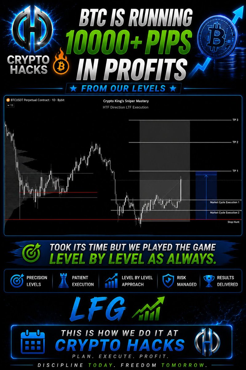 cryptohacks886's tweet photo. 🔥 BTC running 10,000+ PIPS from our levels. ₿📈

Took its time, but that's the game — level by level, patience over chasing. 🎯

Plan the levels. Trust the process. Let the market come to you.

LFG. 🚀

#Bitcoin #BTC #CryptoTrading #CryptoHacks #Trading https://t.co/BnQ6GuE5z6