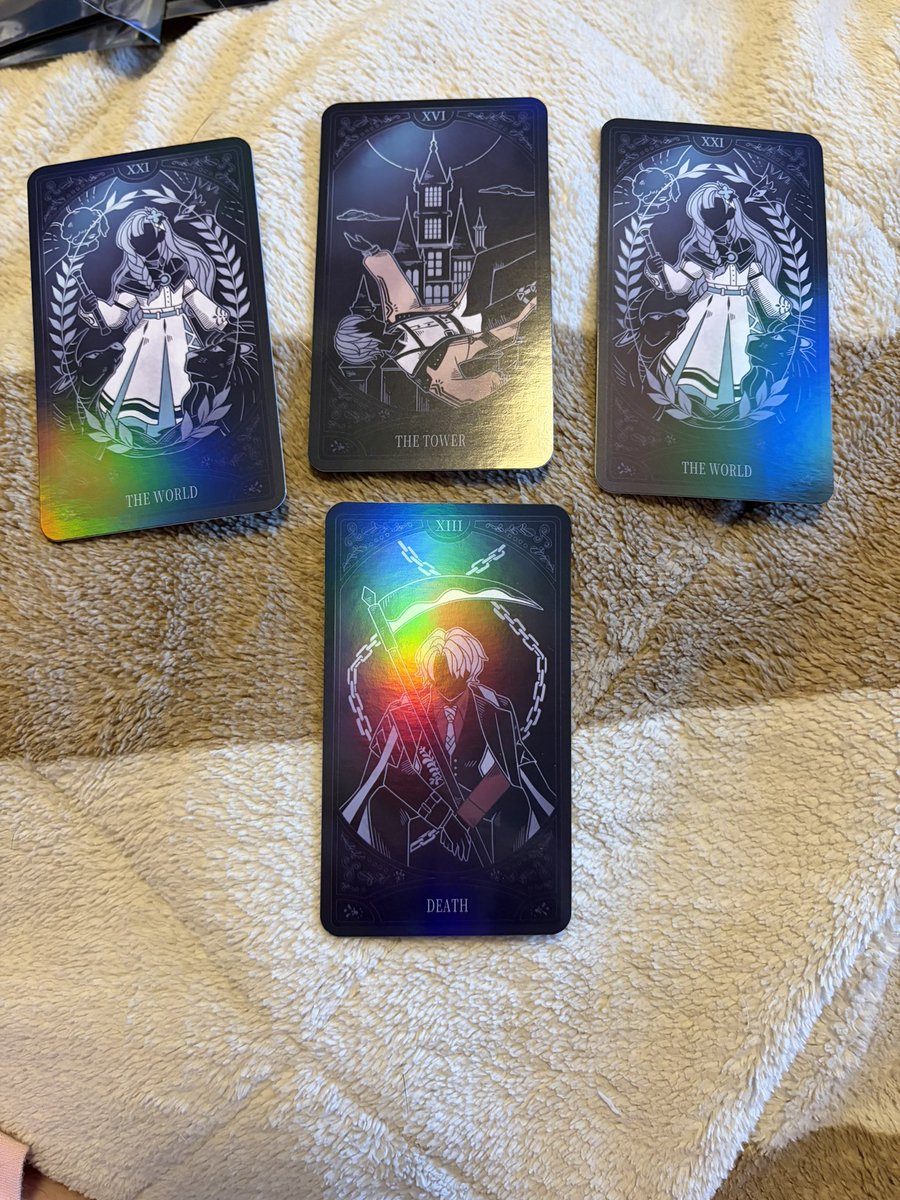 Atlas_cos's tweet photo. Okay I got sent new Trading Tarot cards, and they were random this time! BUT NO HEATH?! Sobbing right now, dhmu /j

I also think they know Crius is my second favorite https://t.co/Pv8NvQahtb