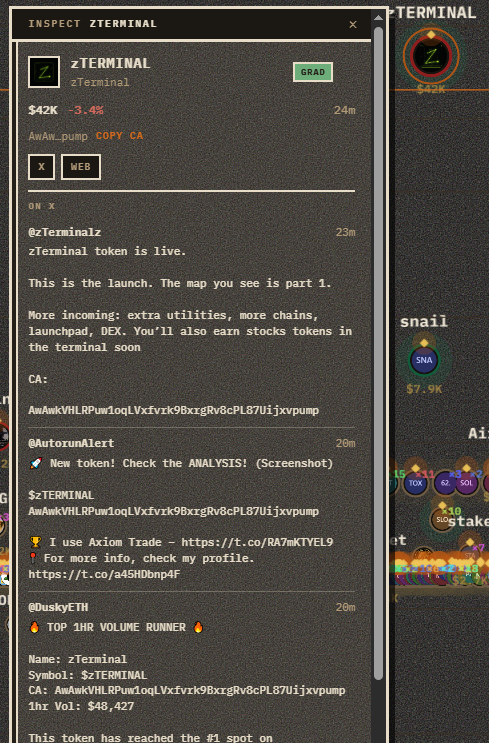 zTerminalz's tweet photo. Sorry for the delay

Update is live: hover a coin, read the X posts that dropped the CA

$zTerminal

@toly https://t.co/SYMf2VPQmM