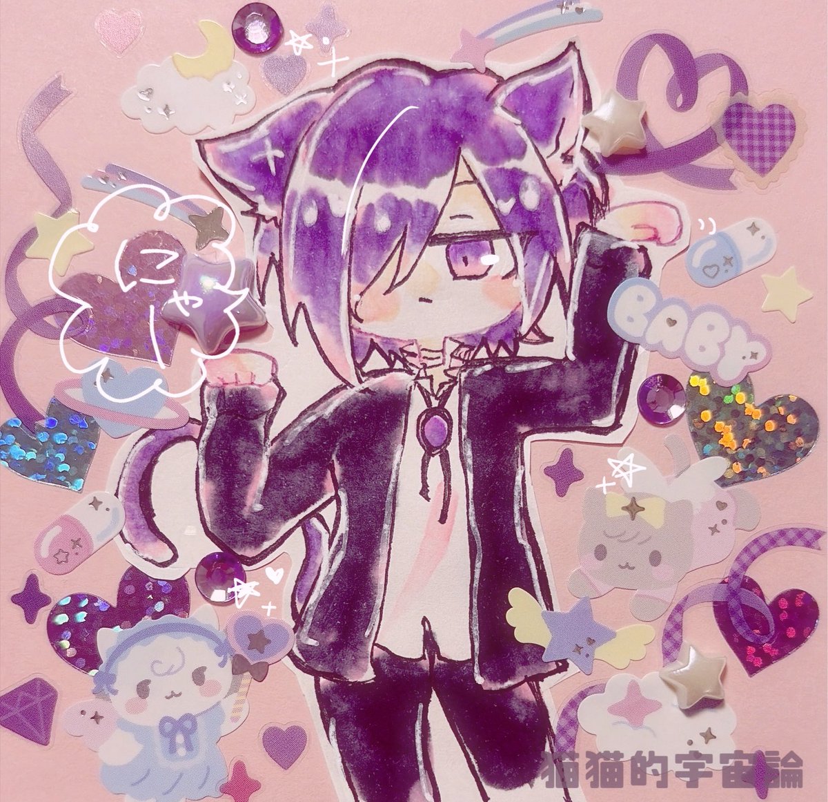 xxx_noi_ykm's tweet photo. わんどろ猫猫的宇宙論ねこしゃんゆきむらしゃん〜ᯠ _   ̫  _ ᯄ ੭💜🚀🌏°.✧⚡︎

 #ゆきむらワンドロ  #ゆきむらArt https://t.co/BfuKMUdEGs