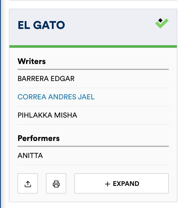 AnittaGlobal01's tweet photo. 🚨 Reggaeton? Anitta registrou uma nova música denominada “El Gato”.

— A canção conta com os compositores: Edgar Barrera (29x Latin Grammy winner), Misha Pihlakka (Latina Foreva) e Andrés Jael (unx100to). https://t.co/Vg4mjwqbsf