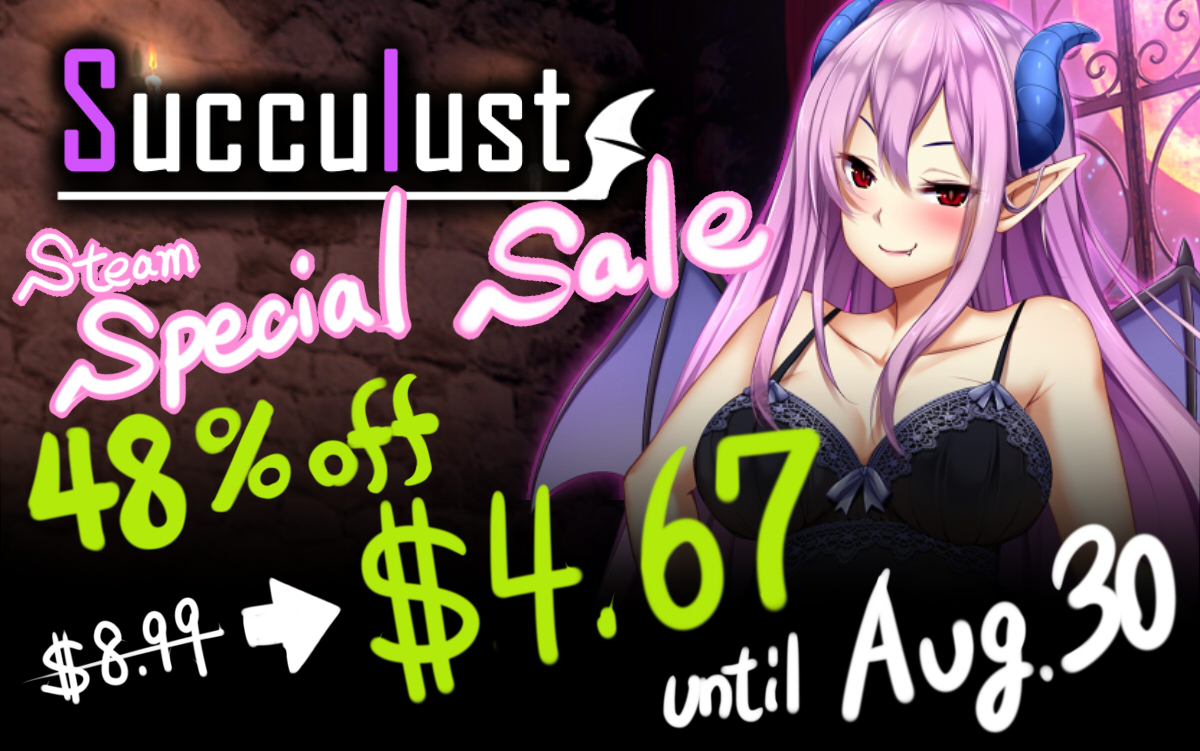 PadsPinky's tweet photo. 🎉Steam Special sale now!🎉
Until August 30!

●MUFF(My Unuseal Feline Friend ) 【55%off】

●Succulust  【48%off】

●Tea girls  【30%off 】

●Hentai Pirate Survivors  【15%off】 https://t.co/31SNXWygFe