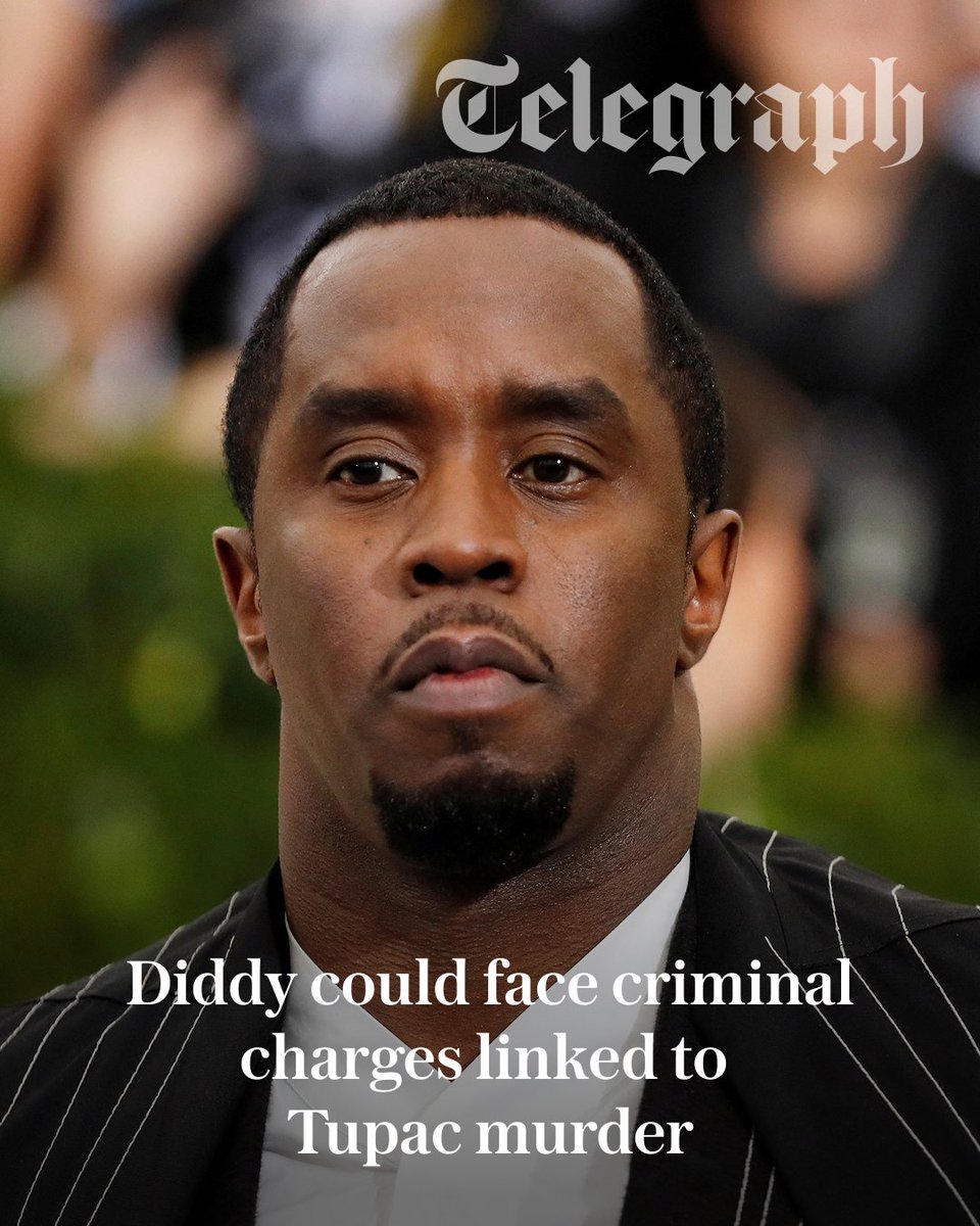 Telegraph's tweet photo. Sean “Diddy” Combs could face charges linked to the murder of rapper Tupac Shakur following a new trial, legal sources have suggested.

🔗:https://t.co/SqB3GQKyYs https://t.co/Jnl5PkHOXp