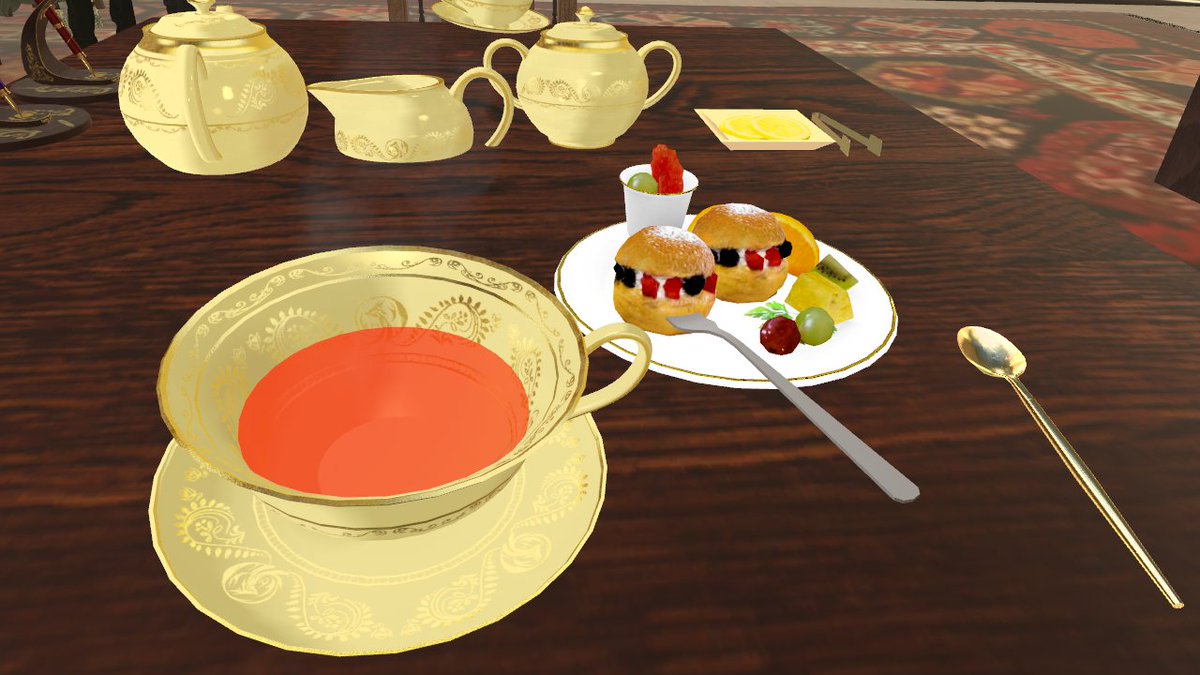 j_pcat's tweet photo. #VRC_執事喫茶ラマント　にお邪魔して参りました。

最近、執事喫茶に興味を持ちフリータイムでしたのでお伺いしましたが、非常に個性豊かな執事さんが多く、ゆったりと素敵な時間を過ごす事が出来ました！

アールグレイが非常に美味しかったので、またお伺いしたいですね！ https://t.co/YdUEYJezXs