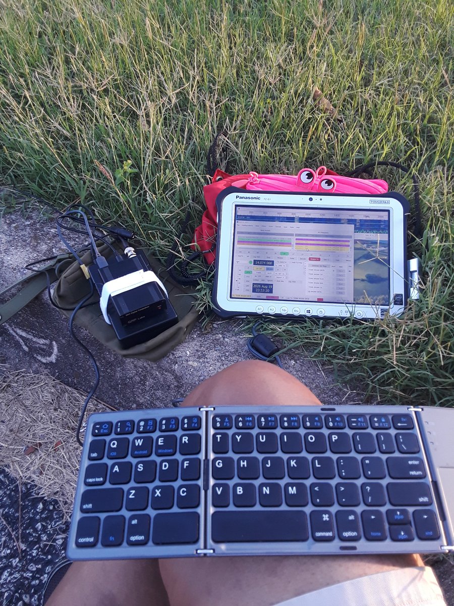 N4JAW's tweet photo. Nice twilight #hamonabike #AmateurRadio #HamRadio "Ultra Lite" Digital #FT8 #JS8Call operating before thunderstoem arrive overnight into tomorrow morning. #qdx #PanasonicToughPadFZG1 https://t.co/zAGnf2kllk