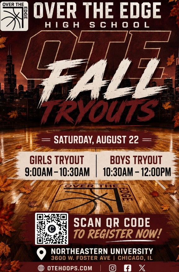 otehoops's tweet photo. 3 DAYS AWAY!! OTE FALL HS TRYOUTS 🔥🔥🔥
Register using the QR Code. Don’t miss this huge opportunity.
Saturday!!
#aau #basketballtryouts #chicago #chicagobasketball #basketball #overtheedge https://t.co/8kgyCjr8dl