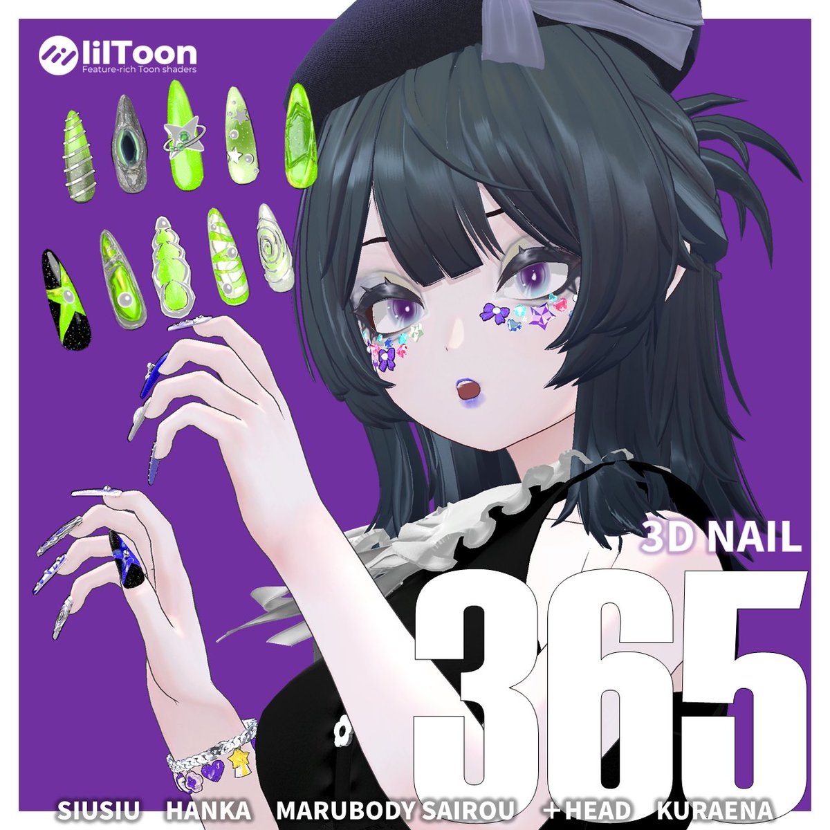 9amgg's tweet photo. 新商品です！
豺狼/+Head/クラエナ/SiuSiu/斑霞/Marubody対応のネイルです💅今回は左右でデザインが違います！
SiuSiuちゃん用のネイル用スキンカラーマテリアルも入ってます～！

【VRCHAT】💚365💚 ロングネイル【6アバター対応】
https://t.co/V2yGoAgK44 https://t.co/VxQxStd2Uf