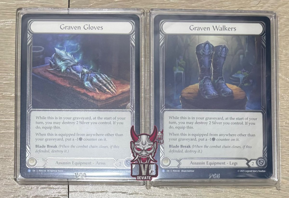 DerekYang808's tweet photo. Always excited when stuff comes in from @FlukeAndBox. As an assassin die hard, I present two PCG 9.5 slabs that cost less than the grading cost. POP 1 on both!! Nobody else as crazy as me, it seems.
#fabtcg #fabassassin https://t.co/B3G7g4j7Mr
