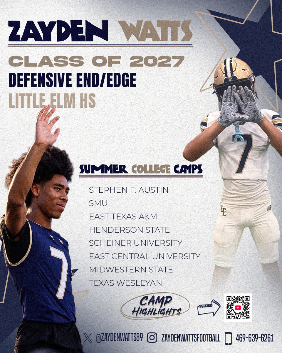 ZaydenWatts89's tweet photo. https://t.co/ZwviWJv76z

Camp SZN was a great success! 

Thanks for the work @SFA_Football @ECUTigersFB @MSUTexasFB @SchreinerFB @TxWesFootball @SMUFB @ReddiesFB @Lions_FB 

First scrimmage tomorrow @LEHSfball 

Ready to WERK 💪🏾💪🏾 https://t.co/KKG43S9dQh