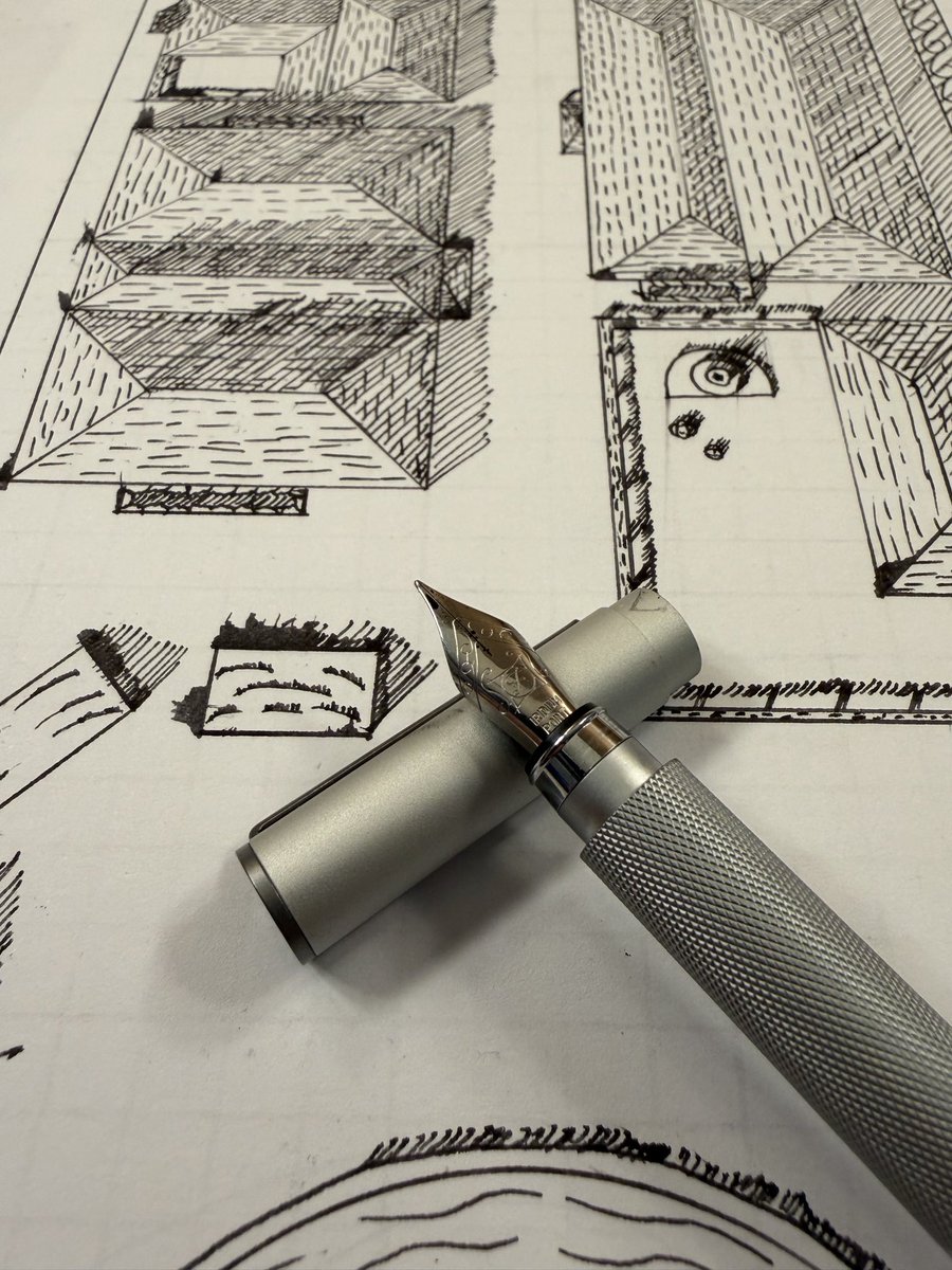 SILASCUSTOMS's tweet photo. I mentioned I tried a new pen for the line work on the map I’m making.  It’s a Mujin aluminum fountain pen.  I actually really like how it makes the map look!
#map #TTRPG #Fantasymaps 
https://t.co/UcwfMTZCTk https://t.co/VGWAwKphrG
