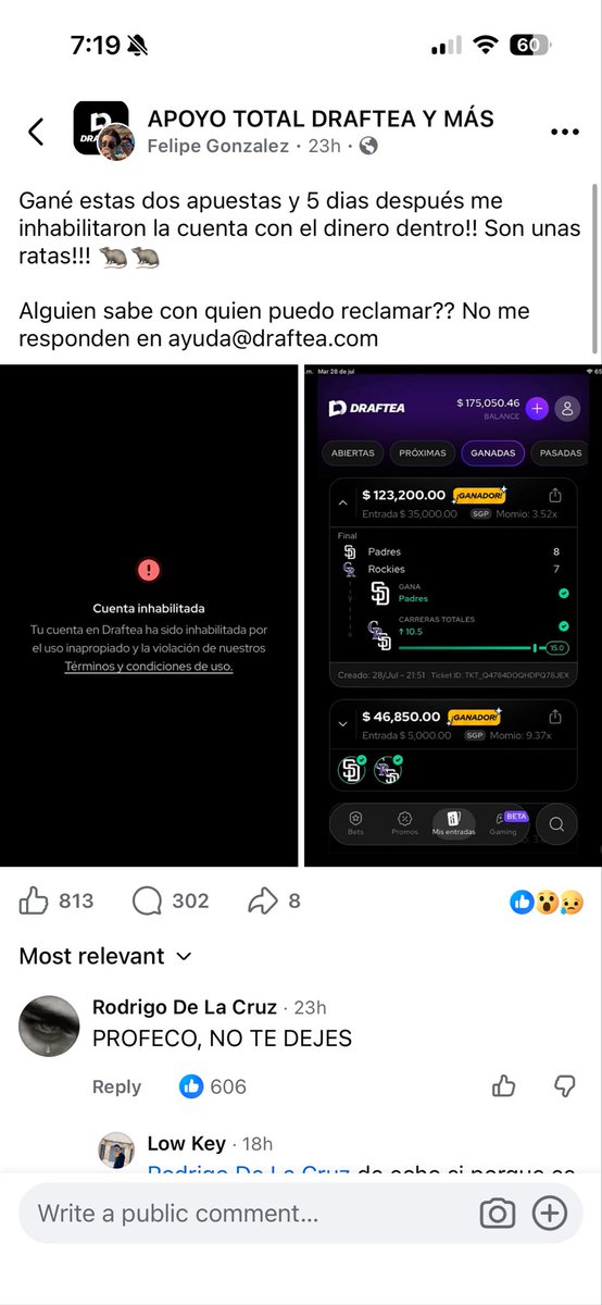 _Fegp_'s tweet photo. Ya llevo 10 días mandando correos y no consigo comunicarme con nadie (contesta puro bot) @draftea_soporte @Draftea_Mexico 

Yo solo pido poder verificar y retirar ese dinero.
 
Hago este hilo para que NO confíen en los casinos aunque se promocionen en la tele y parezcan “serios” https://t.co/0VTiyTmXgM