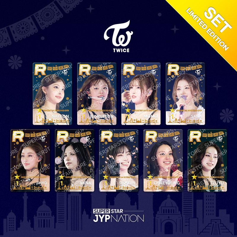 TWICEPopCrave's tweet photo. Superstar JYPNation has seemingly indirectly confirmed #TWICE’s contract renewal as a full group in new promotional material for “SUPERSTAR IN MEXICO CITY”.

Past members in “SUPERSTAR” games were removed following their departure from their respective group. https://t.co/0o998JhAIv