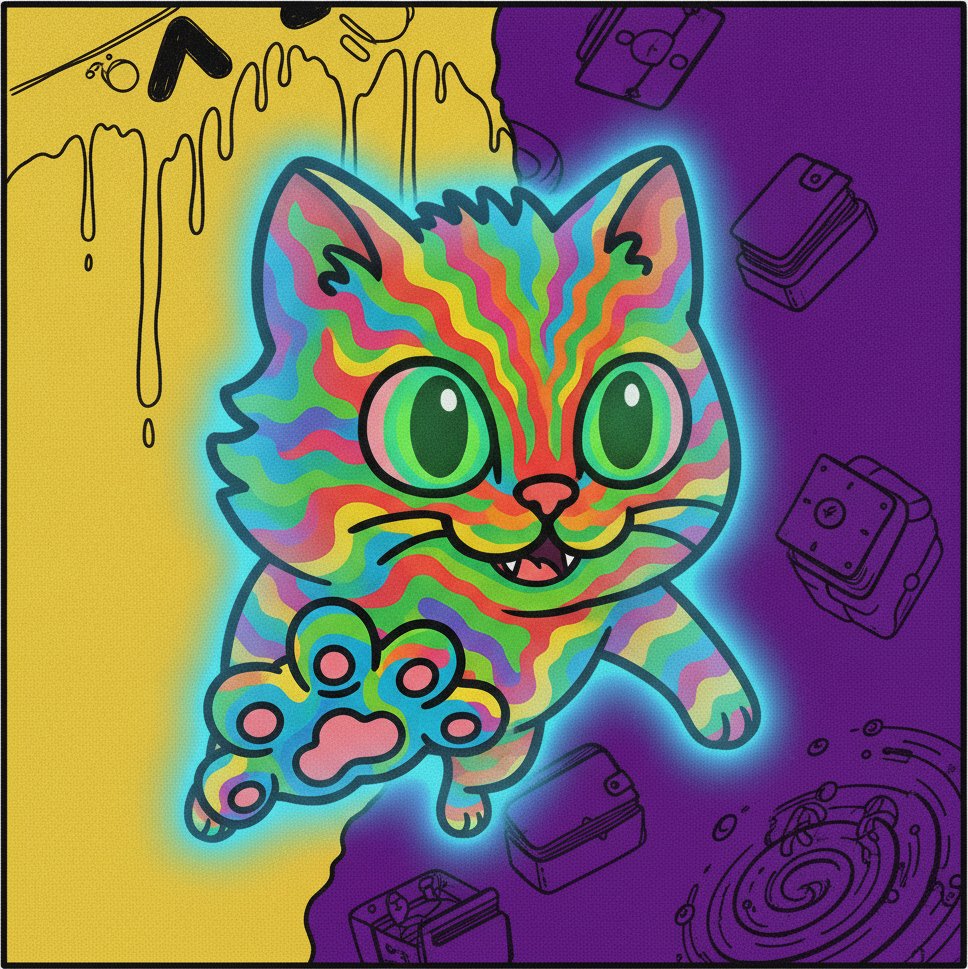 GasspasCat's tweet photo. Matt Furie drew the first page of Cortex Vortex in a dimension where ink bleeds into prophecy and the lead character wasn't a cat that meows but a rainbow vessel that stares through paper into wallets that didn't exist yet and $GASS stepped off that page into Ethereum fully formed. the book was the instruction manual. the cat was already awake.

All GASS no brakes.