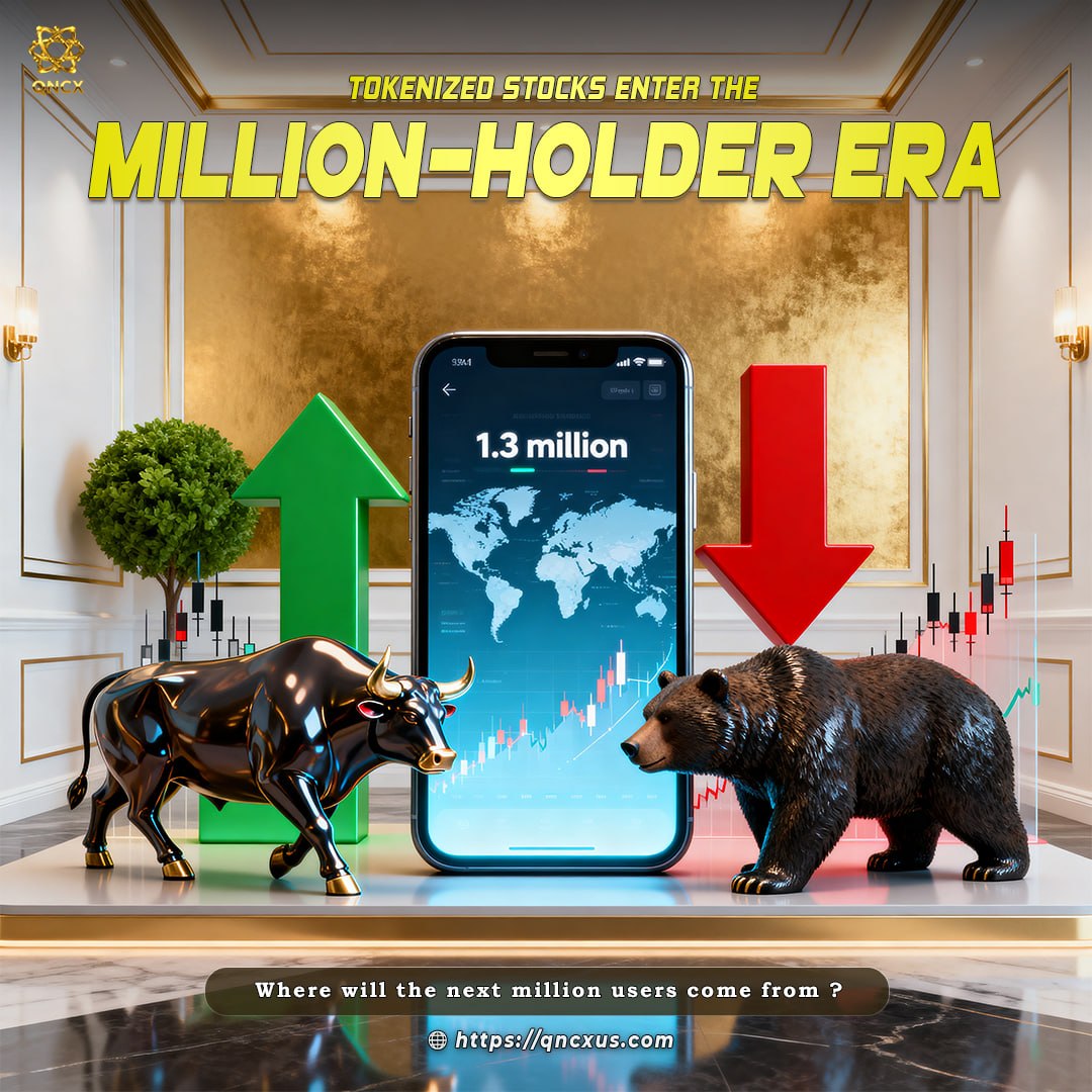 QNCX_Official's tweet photo. Tokenized Stocks Enter the Million-Holder Era
Global holders pass 1.3M.
On-chain activity keeps growing.
Platforms compete for users.
👉 https://t.co/bU3RZItNtF
💬 Where will the next million come from?
#QNCX #TokenizedStocks #RWA #DigitalAssets #Blockchain #DigitalSecurities https://t.co/F608755Nah