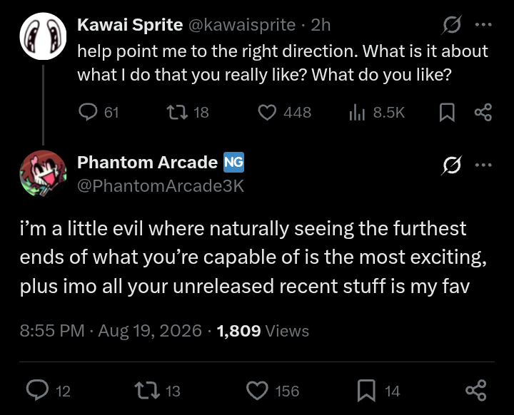 News_Funkin's tweet photo. Phantom Arcade says that Kawaisprite's recent unreleased music for Friday Night Funkin' is his favorite 👀 https://t.co/8Mw8DpfHa0